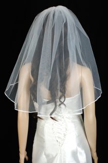 Bridal Veils Wedding Brides 1T White 25 Shoulder 3mm Satin Ribbon 