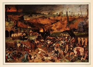 1937 Tipped in Print Pieter Brueghel Art Warfare Death Destruction 