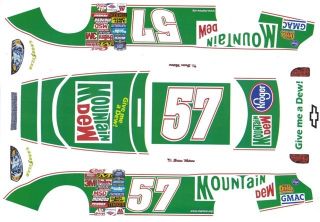 57 Brian Vickers Mountain Dew Impala1 32nd Scale Slot Car Decals