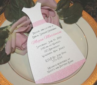 Bridal Shower Invitation Shape of Bridal Dress Lace Design Can Be Any 