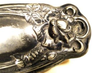 ANTIQUE WALLACE BROS. SILVER CO. BRUSH w/FLORAL DECOR STERLING SILVER