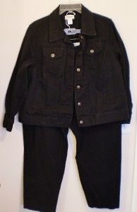 Bridgewater Studio Black Denim Jeans Jacket and Pants Suit Set Size 