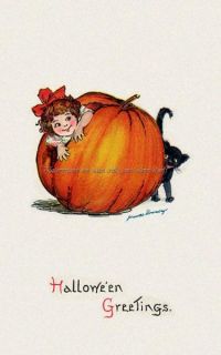   image from a vintage halloween postcard by artist frances brundage in