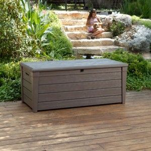 Keter Brightwood Deck Box 120 Gallon Capacity, Durable UV Protected 