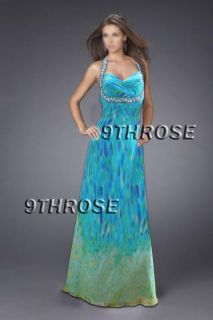 Very Tempting Broad Strapped Blue Beaded Formal Evening Prom Long 