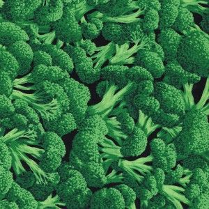 Healthly Broccoli Vegetables Blk Cotton Quilt Fabric