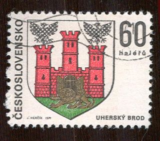 Czech Heraldry   Uhersky Brod Czech City Crest Stamp from 