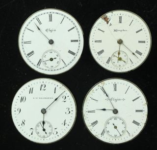Lot of 4 1900s Elgin Hampden F W Bromberg Antique Pocket Watch 