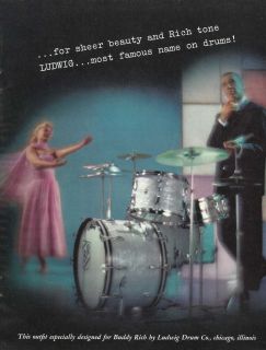 Buddy Rich Ludwig Drums Outfit Original Magazine Ad Down Beat 1957 