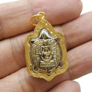 Turtle LP Liew Thai Buddha Monk Amulet Gold Pendant New