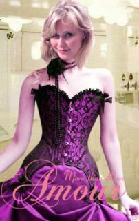 Sexy Gothic Purple Victorian Corset Dress w Rose XL