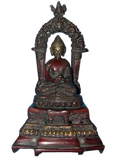 Meditation Buddha Brass Statue Dharmachakra Buddhist Tibet Buddhism 