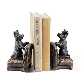 Adorable Perky Scottie Dog Bookends Bronze Patina Book Ends Standing 