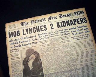 San Jose CA Lynchings Brooke Hart Murder 1933 Newspaper