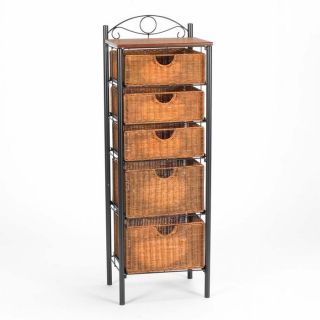 Iron and Wicker 5 Drawer Storage Tower from Brookstone
