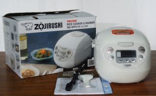   Rice Cooker Warmer NS WPC10 5 5 Cups LCD Clock Timer White Brown Rice