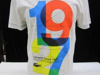 NWT Mens s Lacoste Sport Since 1927 T Shirt 100 Cotton Euro 4 Gray 
