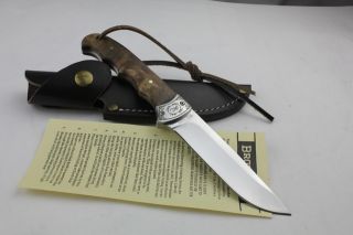 Browning Full Tang Burl Wood Bowie Hunting Knife BR322525
