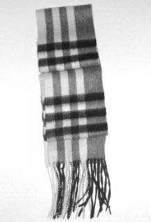 BURBERRY CHARCOAL CHECK 100% CASHMERE GIANT SKINNY SCARF NWT $325
