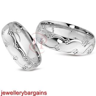 FREE ENGRAVING Argentium Silver 4mm Court Matching Wedding Ring SET 