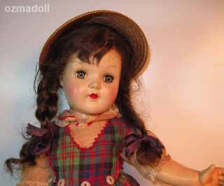 Toni Brunette P92 Ideal Doll in Tagged Plaid Dress Hat