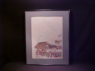 Bruce Johnson Lithograph Signed Framed Under Glass Skiing? w/ Original 
