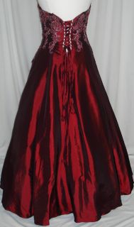   Party Formal Cocktail Evening Pageant Burgundy Strapless Sz 10