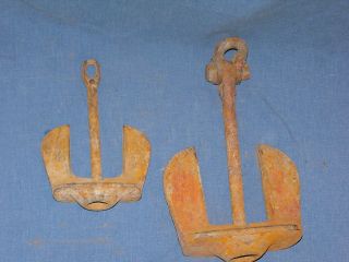 Antique Vtg Cast Iron Original Boat Anchor Lot Accessories Part 