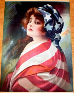RARE Patriotic WWI J Ross Bryson Large Pin Up Print
