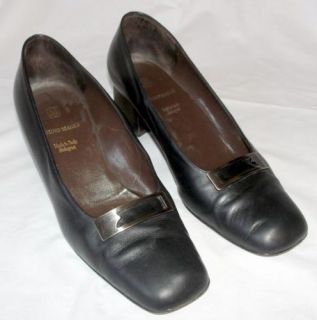 Classic Bruno Magli Leather High Heel Pumps Black Womens Shoes US 8 5 