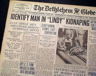   Newspaper Charles LINDBERGH BABY Kidnapping Arrest BRUNO HAUPTMANN