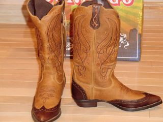 DURANGO Womens Crush RD3462 Caramel Leather Wave Western Cowgirl Boots 