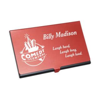 Engraved Red Business Card Holder Case Desk Office