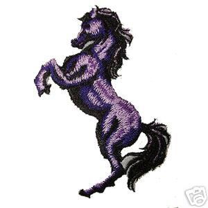 Purple Rearing Horse Patch Embroidery Applique Iron Sew