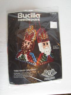 Bucilla needlepoint Sequined Three Kings ornaments set of 3 Plastic 
