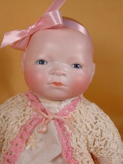 Antique German Bisque Bye Lo Baby Doll, Grace S. Putnam, Stamped Body 