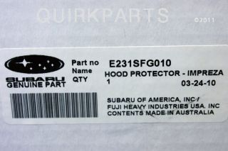 2008 2011 Subaru Impreza Hood Deflector Bug Shield E231SFG010
