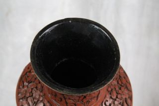 L235 VINTAGE CHINESE HAND CARVED CINNABAR LACQUER BALUSTER VASES