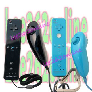 Black and Blue Built in Motion Plus Remote and Nunchuck Controller for 