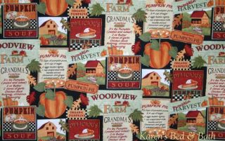Pumpkin Autumn Harvest Farm Pie Soup Recipes Patch Curtain Valance