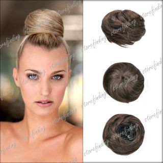 Colors Hair Bun Clip in Wig Extension Synthetic Fiber Hairpiece Free 