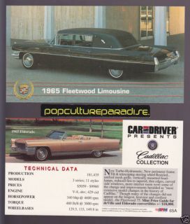 1965 Cadillac Fleetwood Limousine Car and Driver Card
