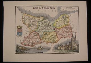 Galvados Caen Pont Leveque France c 1850 map