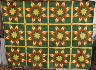 Antique Vintage Quilt Prairie Star Cotton Patch Patchwork Handmade 