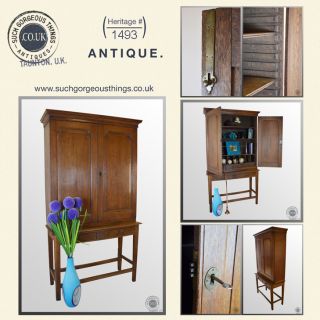 Antique Cabinet Bookcase Bureau English Oak Estate Desk Study or 