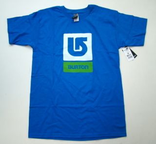 Burton Mens T Shirt Blue Arrow Classic Block Logo Tee Snowboard Size 