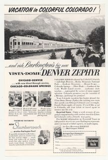 1957 Burlington Route Vista Dome Denver Zephyr Train Ad