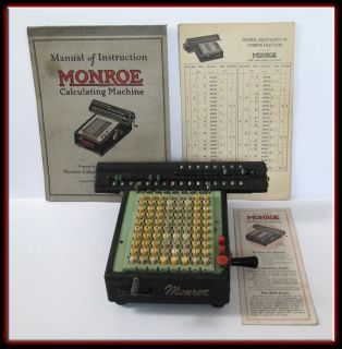   Monroe Executive Calculating Machine Calculator w Manuals Nice
