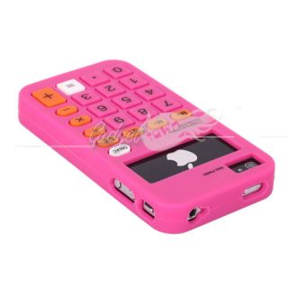 Hot Pink Calculator Style Silicone Rubber Skin Case Cover for Apple 
