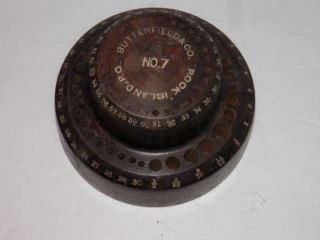 nice old Wooden Drill Index BUTTERFIELD & CO. NO.7 ROCK ISLAND, P.Q 